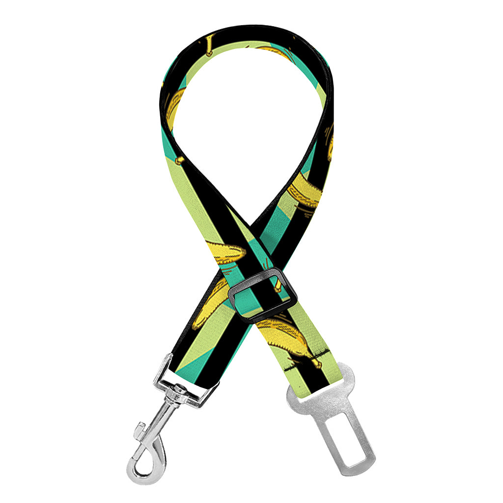 Teal Striped Banana Pattern Print Dog Seat Belt