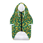 Teal Striped Banana Pattern Print Dog Zip Up Hoodie