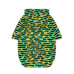 Teal Striped Banana Pattern Print Dog Zip Up Hoodie