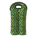 Teal Striped Banana Pattern Print Double Neoprene Wine Tote