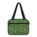 Teal Striped Banana Pattern Print Double Strap Bible Bag