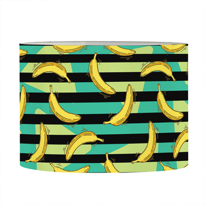 Teal Striped Banana Pattern Print Drum Lamp Shade