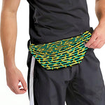 Teal Striped Banana Pattern Print Fanny Pack