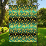 Teal Striped Banana Pattern Print Garden Flag