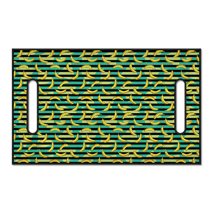 Teal Striped Banana Pattern Print Golf Cart Seat Cover