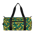 Teal Striped Banana Pattern Print Gym Bag