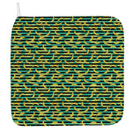 Teal Striped Banana Pattern Print Hand Towel