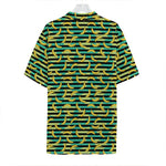Teal Striped Banana Pattern Print Hawaiian Shirt
