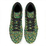 Teal Striped Banana Pattern Print High Top Leather Sneakers