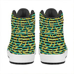 Teal Striped Banana Pattern Print High Top Leather Sneakers