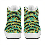 Teal Striped Banana Pattern Print High Top Leather Sneakers