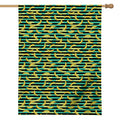 Teal Striped Banana Pattern Print House Flag