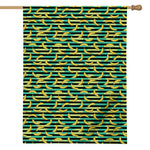 Teal Striped Banana Pattern Print House Flag