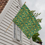 Teal Striped Banana Pattern Print House Flag