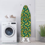 Teal Striped Banana Pattern Print Ironing Board Cover