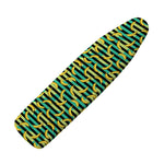 Teal Striped Banana Pattern Print Ironing Board Cover