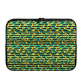 Teal Striped Banana Pattern Print Laptop Sleeve