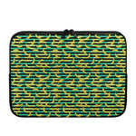 Teal Striped Banana Pattern Print Laptop Sleeve