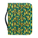 Teal Striped Banana Pattern Print Leather Bible Cover
