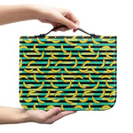 Teal Striped Banana Pattern Print Leather Bible Cover