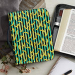 Teal Striped Banana Pattern Print Leather Bible Cover