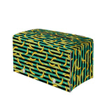 Teal Striped Banana Pattern Print Leather Tissue Box Cover