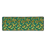 Teal Striped Banana Pattern Print Long Kitchen Mat
