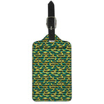 Teal Striped Banana Pattern Print Luggage Tag