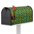 Teal Striped Banana Pattern Print Mailbox Cover