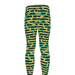 Teal Striped Banana Pattern Print Men's leggings