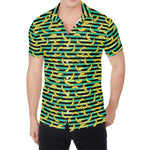 Teal Striped Banana Pattern Print Men's Shirt