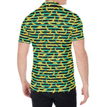 Teal Striped Banana Pattern Print Men's Shirt