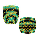 Teal Striped Banana Pattern Print Office Chair Cover