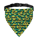 Teal Striped Banana Pattern Print Over The Collar Dog Bandana