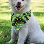Teal Striped Banana Pattern Print Over The Collar Dog Bandana