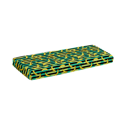 Teal Striped Banana Pattern Print Piano Keyboard Cover