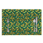 Teal Striped Banana Pattern Print Placemat
