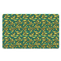 Teal Striped Banana Pattern Print Polyester Doormat