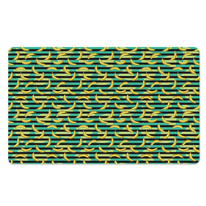 Teal Striped Banana Pattern Print Polyester Doormat