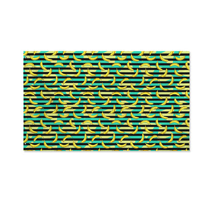 Teal Striped Banana Pattern Print Polyester Flag