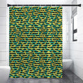 Teal Striped Banana Pattern Print Premium Shower Curtain