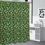 Teal Striped Banana Pattern Print Premium Shower Curtain