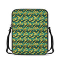 Teal Striped Banana Pattern Print Rectangular Crossbody Bag