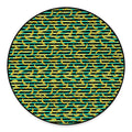 Teal Striped Banana Pattern Print Round Floor Mat