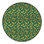 Teal Striped Banana Pattern Print Round Floor Mat