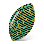 Teal Striped Banana Pattern Print Rugby Ball
