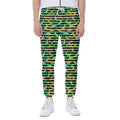 Teal Striped Banana Pattern Print Joggers