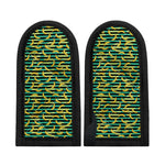 Teal Striped Banana Pattern Print Skillet Handle Cover