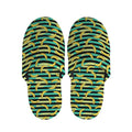 Teal Striped Banana Pattern Print Slippers