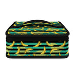 Teal Striped Banana Pattern Print Small Lunch Bag